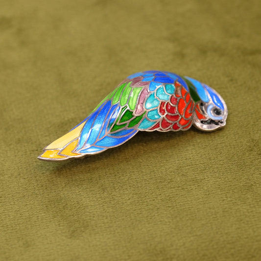 Parrot Cloisonné Brooch