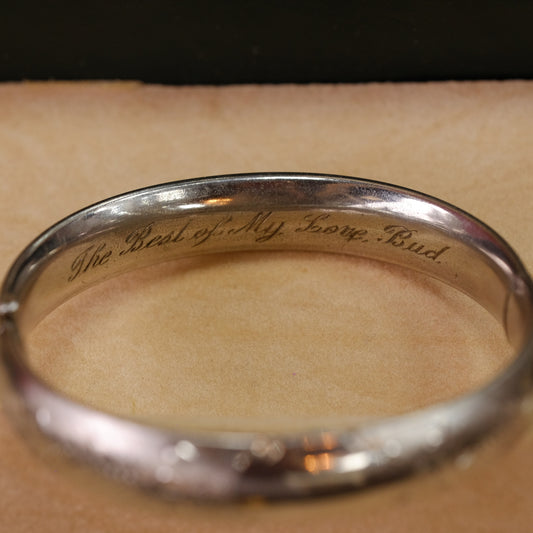Victorian Gold Filled Rodium Bangle with Engraving