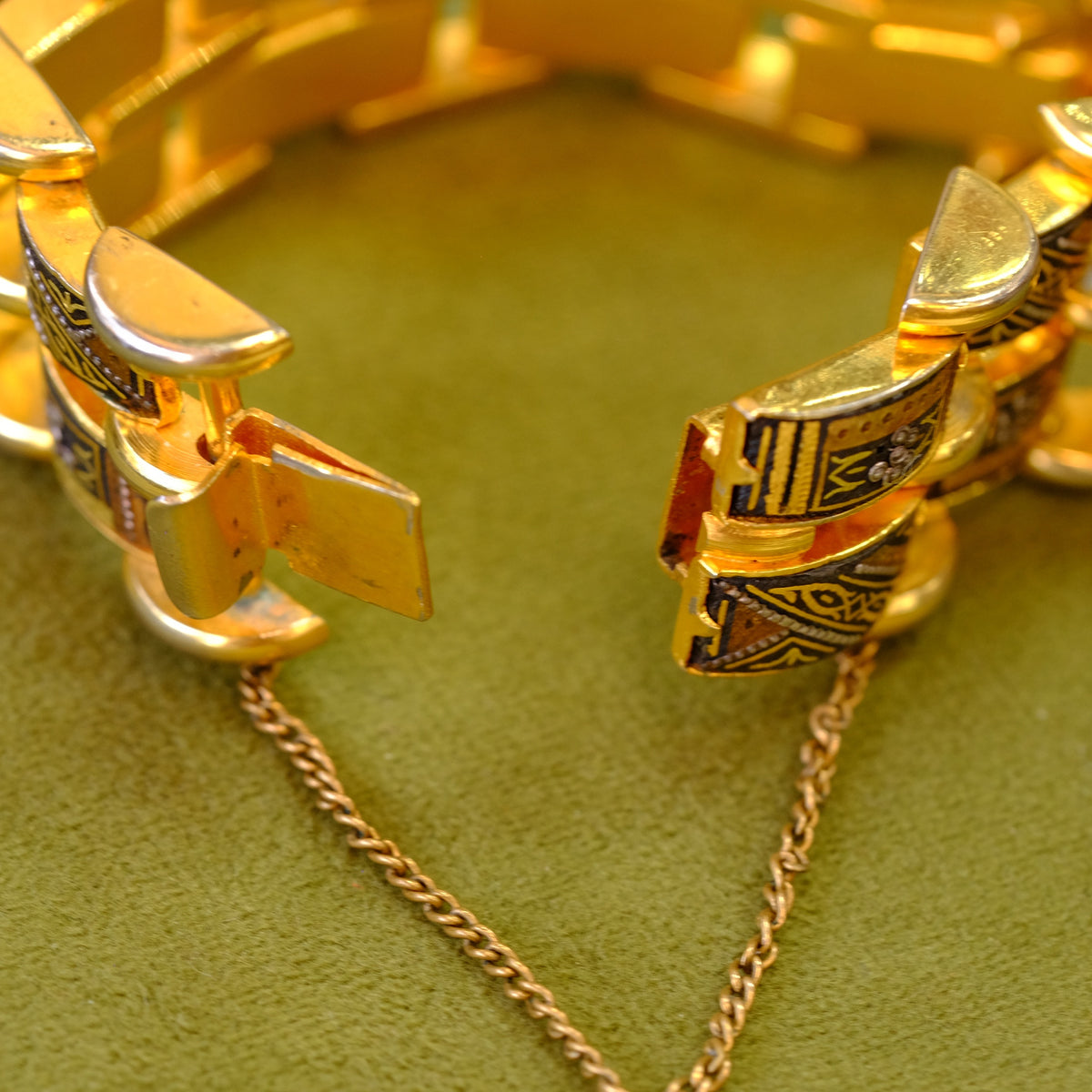 Two Row Goldplate Damascene Bracelet