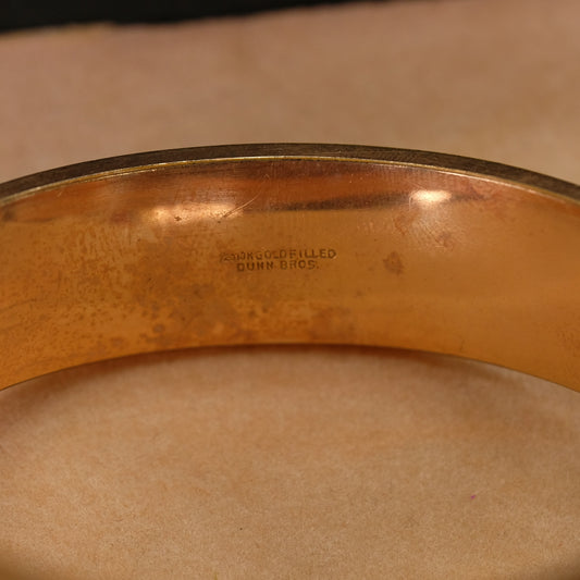 Victorian Gold Filled Enamel Etched Dunn Bros Bangle