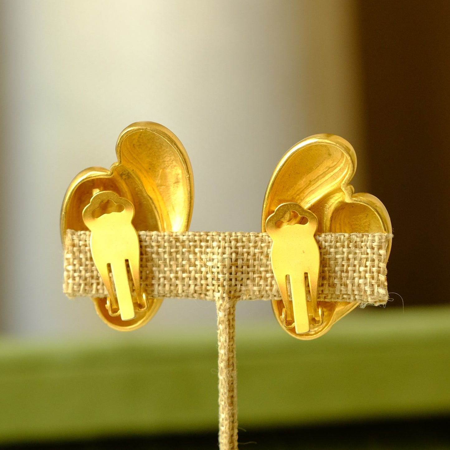 Les Bernard Matte Gold Earrings 1980s
