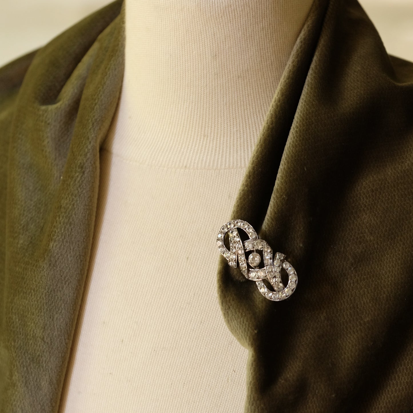 English Silver Paste Brooch 1950s
