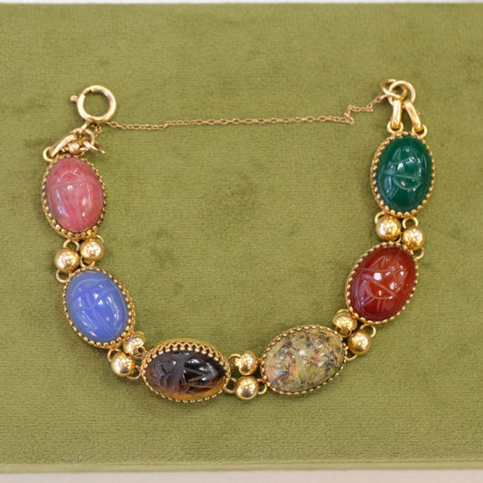 12K Gold Filled Carved Gem Scarab
