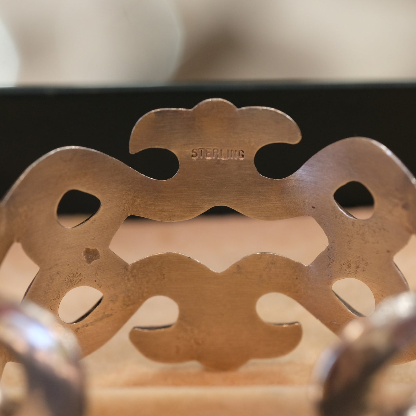 Sterling Silver Damask Pattern Bracelet Cuff