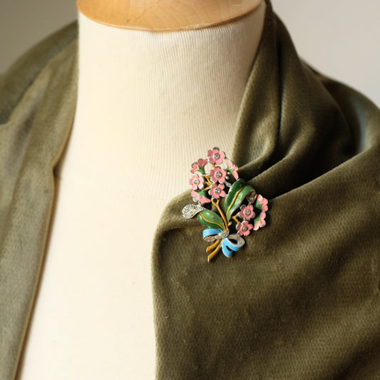 Vintage Trifari Pink Bouquet Fur Clip 1940s