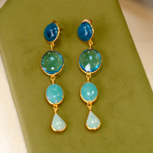 Louise Blue Long Pierced Earrings