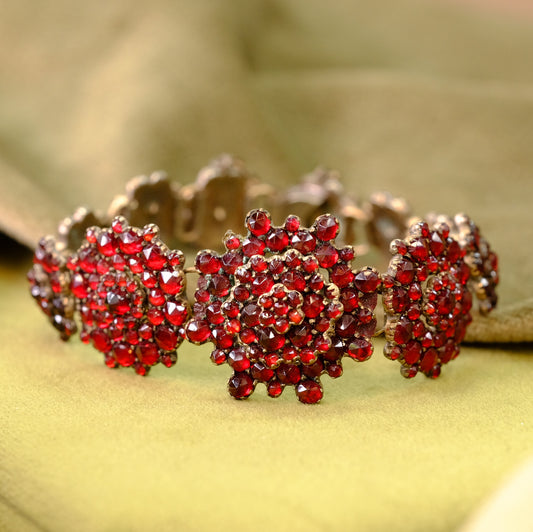 Victorian Garnet Link Bracelet with Rosettes