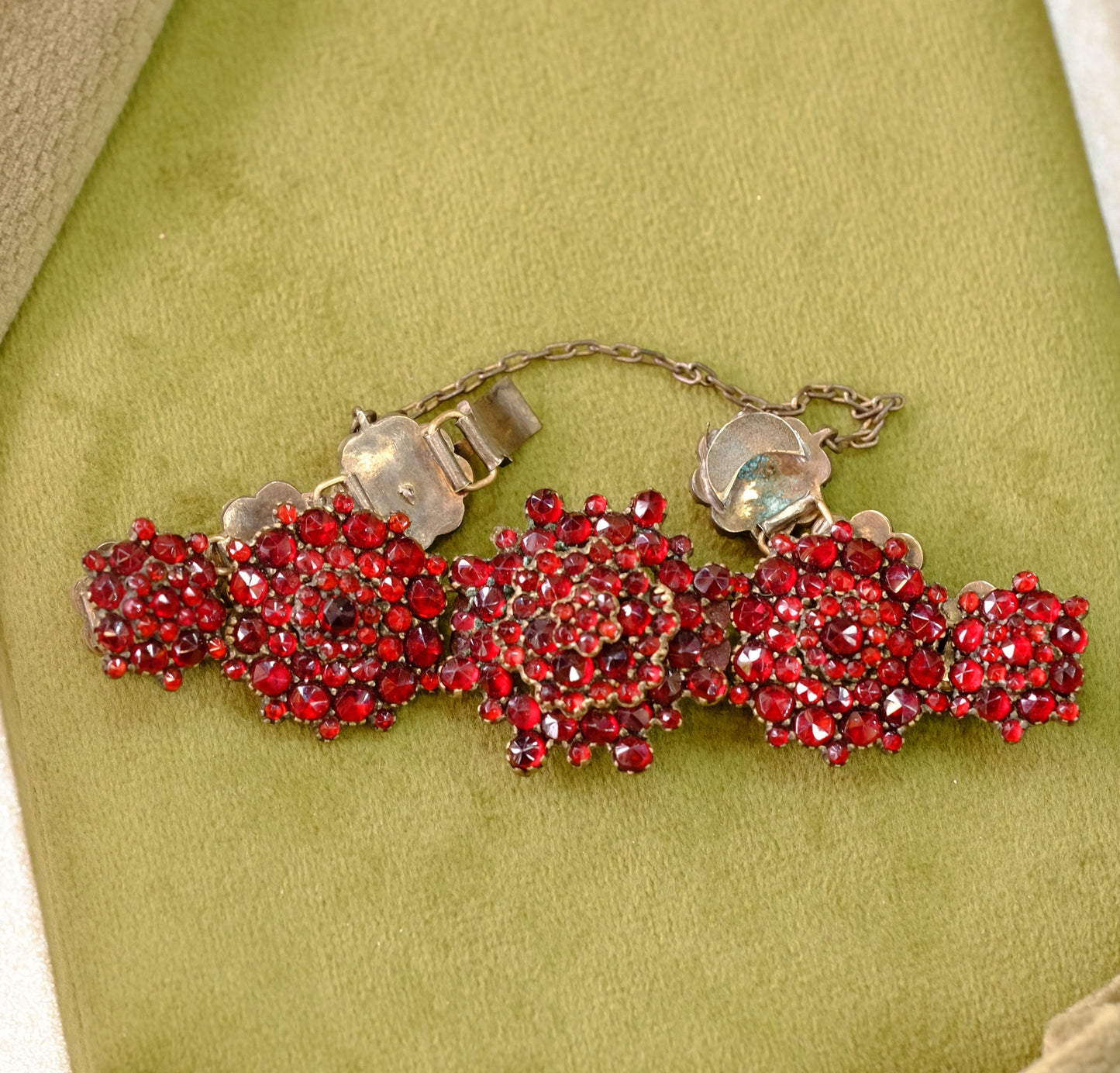 Victorian Garnet Link Bracelet with Rosettes