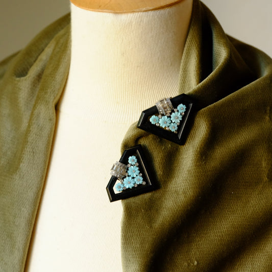 Vintage Early Trifari Art Deco Dress Clips 1930s