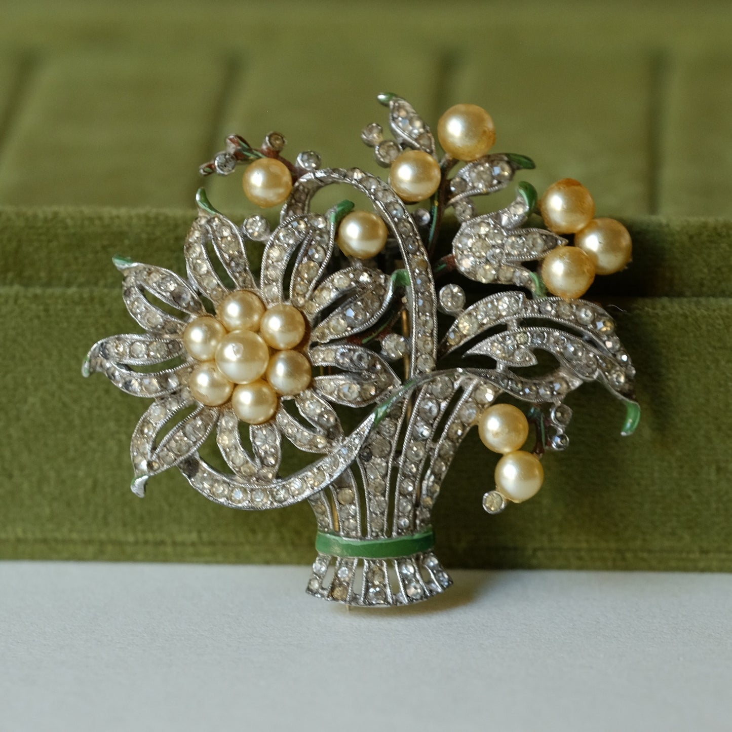 Vintage Trifari Flower Basket Fur Clip 1940s