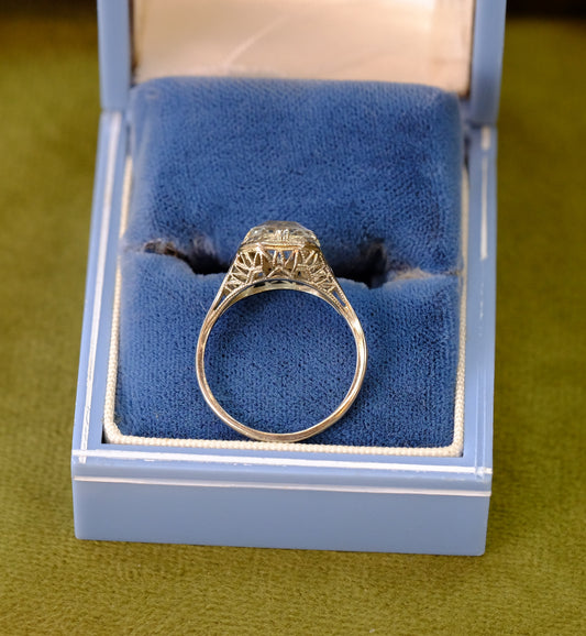 18K Aquamarine Filigree Ring