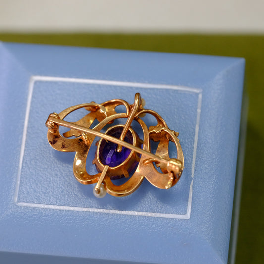14K Amethyst Art Nouveau Pin and Pendant