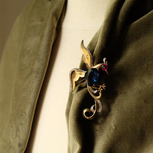Collectible Trifari Sterling Bird of Paradise Brooch 1940s