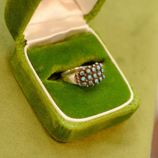 Silver Ring with Seed Turquoise Stones