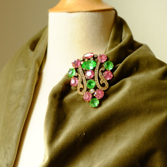 Eisenberg Original Lime and Pink Dress Clip 1940s