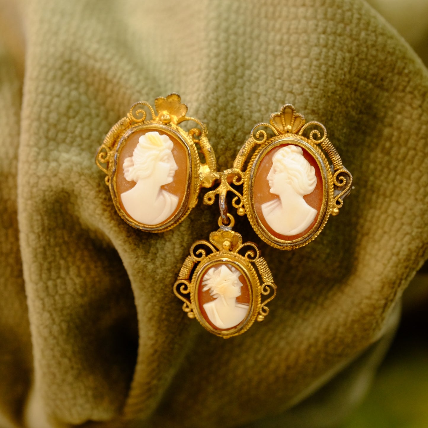 Victorian 3 Piece Cameo Pin