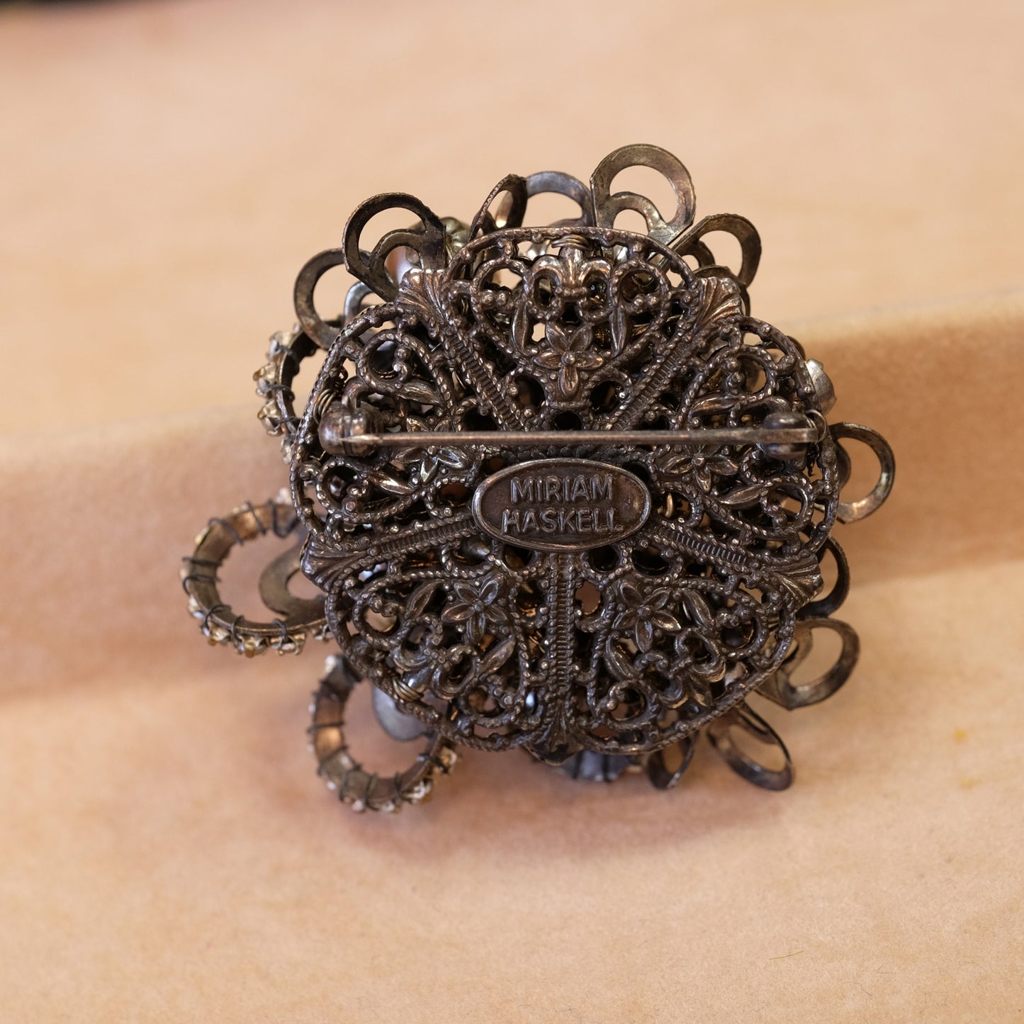 Miriam Haskell Rose Montee Pin with Pearls 1940s