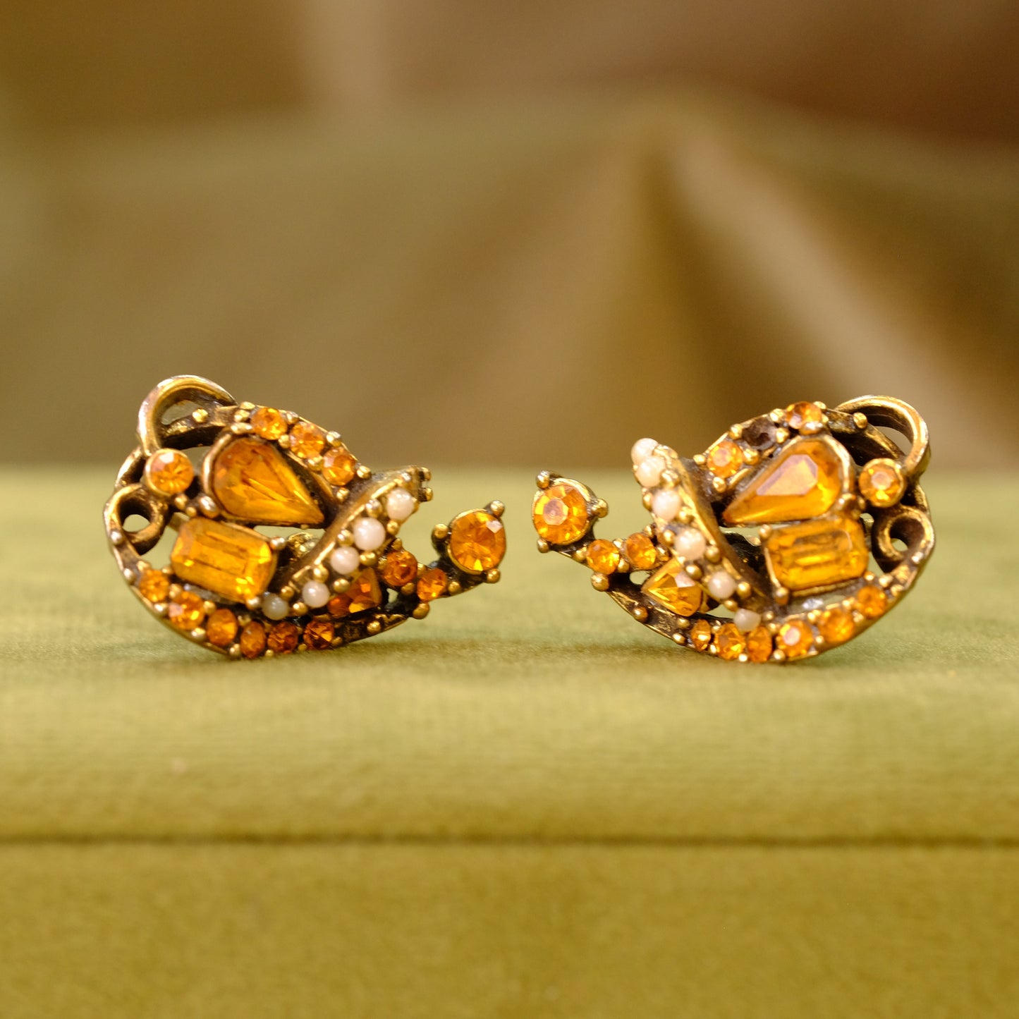 Hollycraft Amber Glass Set 1950s