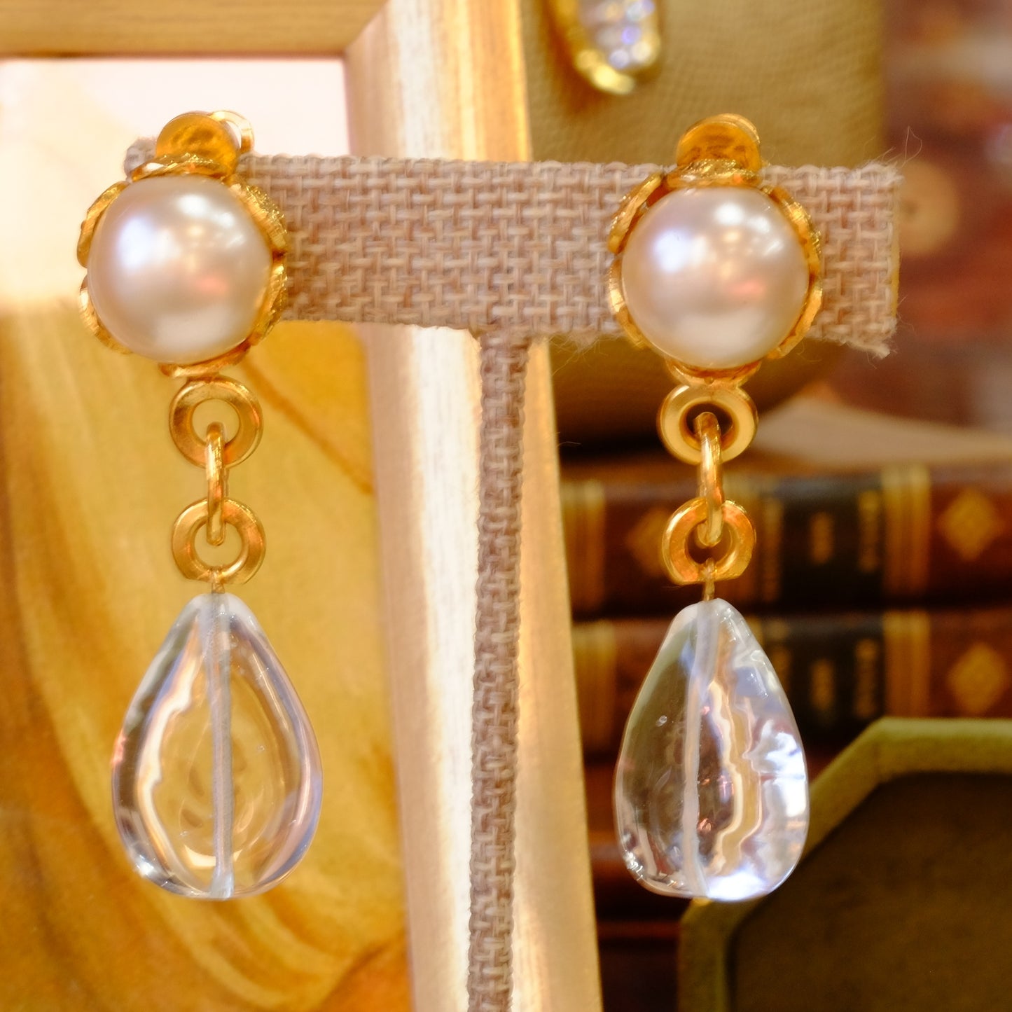 Vintage Chanel Pearl and Crystal Drop Earrings