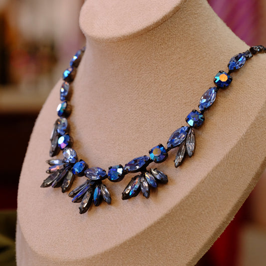 Vintage Regency Blue Rhinestone necklace 1960s