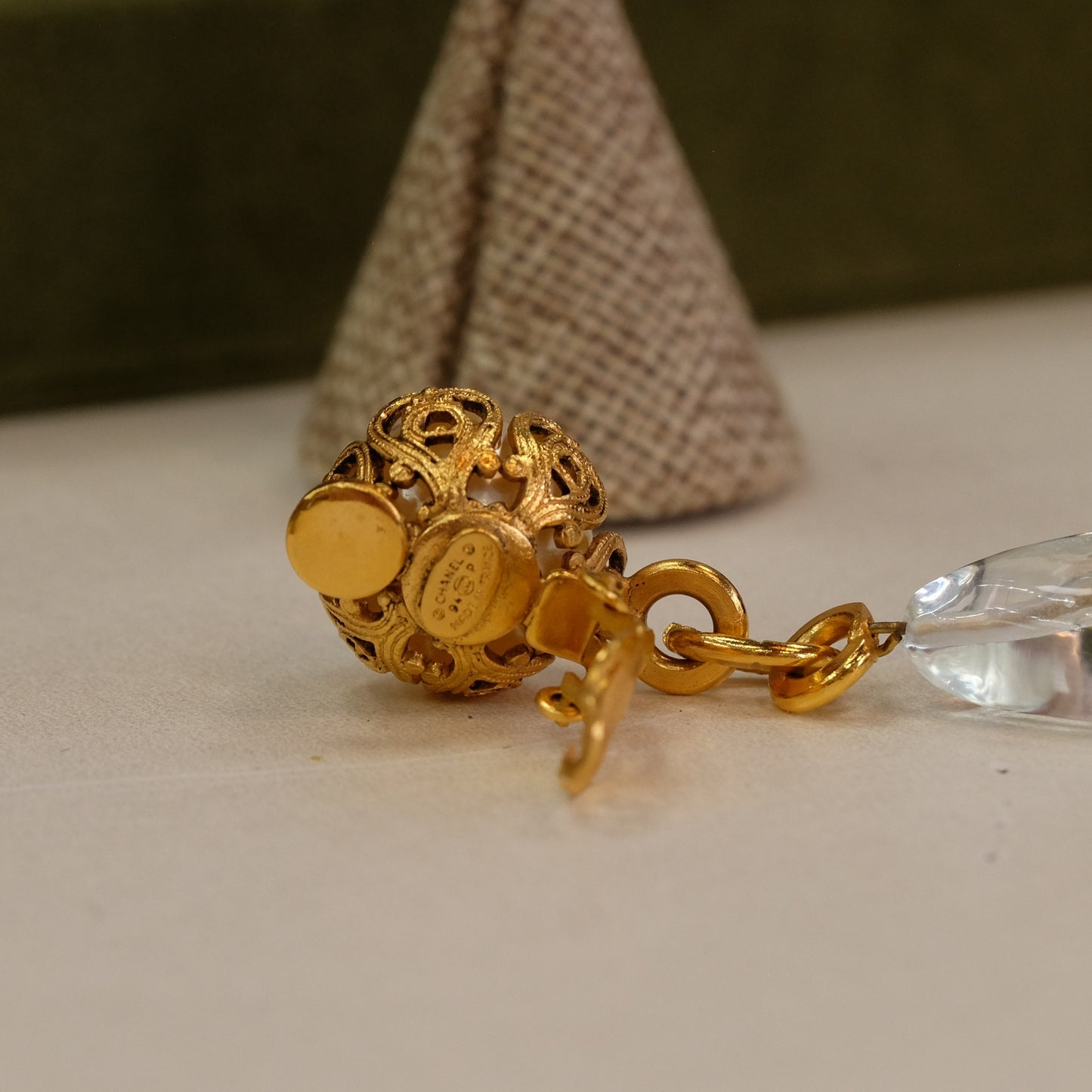 Vintage Chanel Pearl and Crystal Drop Earrings