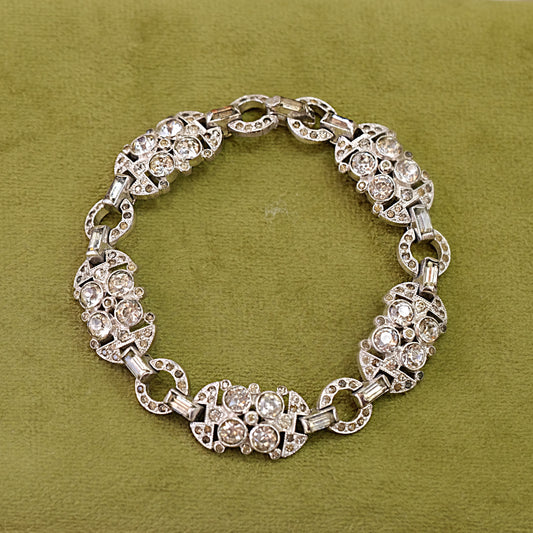 KTF Trifari Rhinestone Link Bracelet 1930d