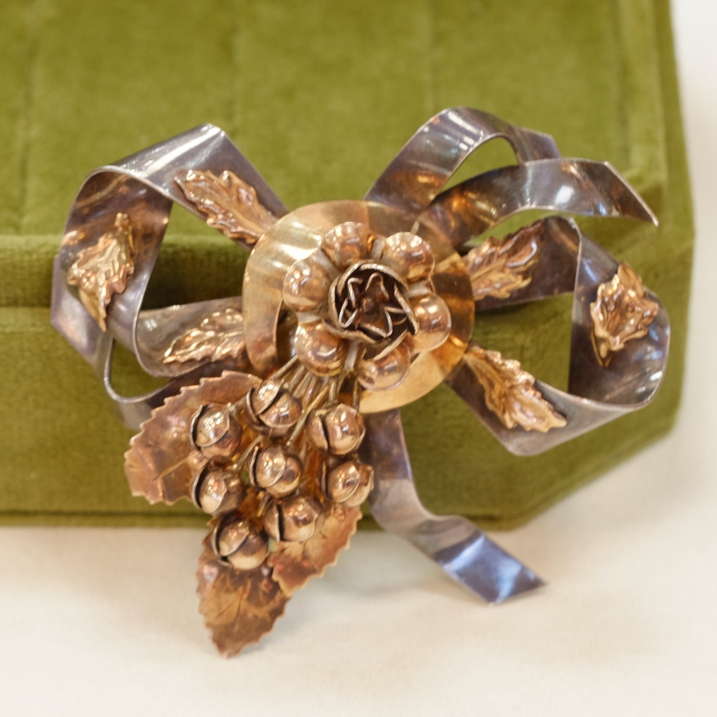 Hobe Sterling Bow Brooch 1940s