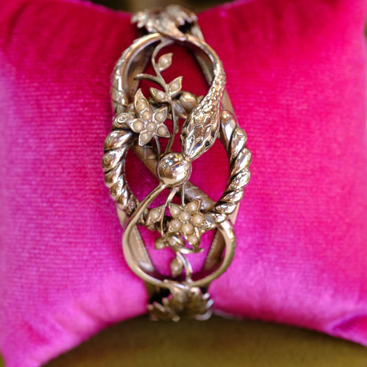 Vintage Silvertone Snake Bracelet
