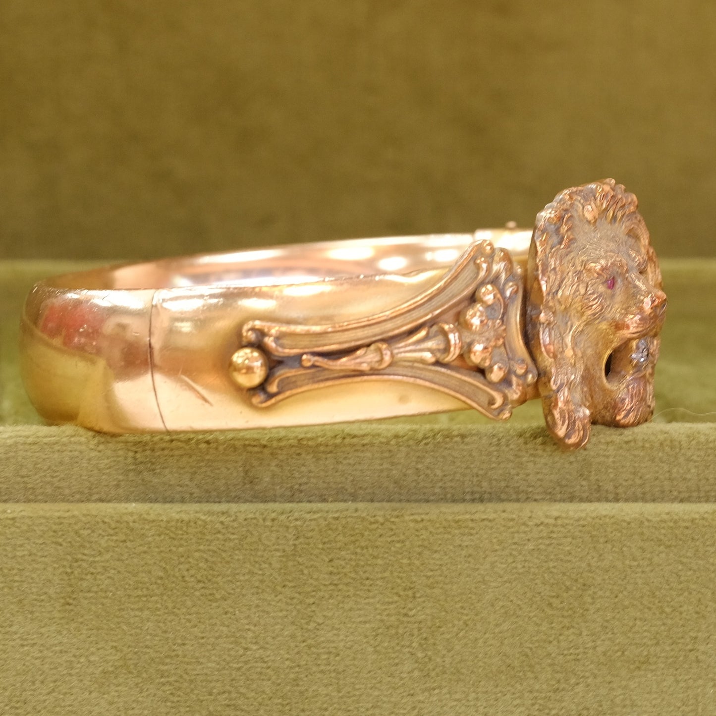 Victorian Gold Filled Bangle with Lion Head 1880s