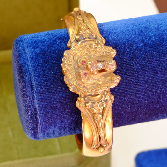 Victorian Gold Filled Bangle with Lion Head 1880s