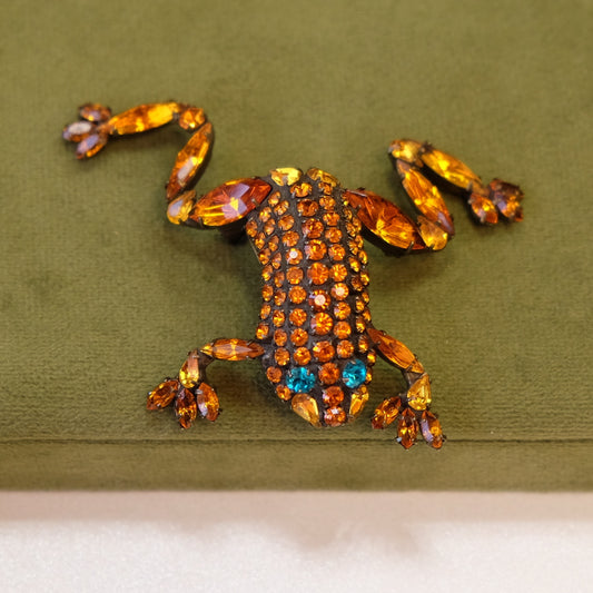 Bauer Frog Brooch with Rhinestones