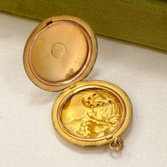 Victorian Gold Filled Paste Narcissus Flower Locket