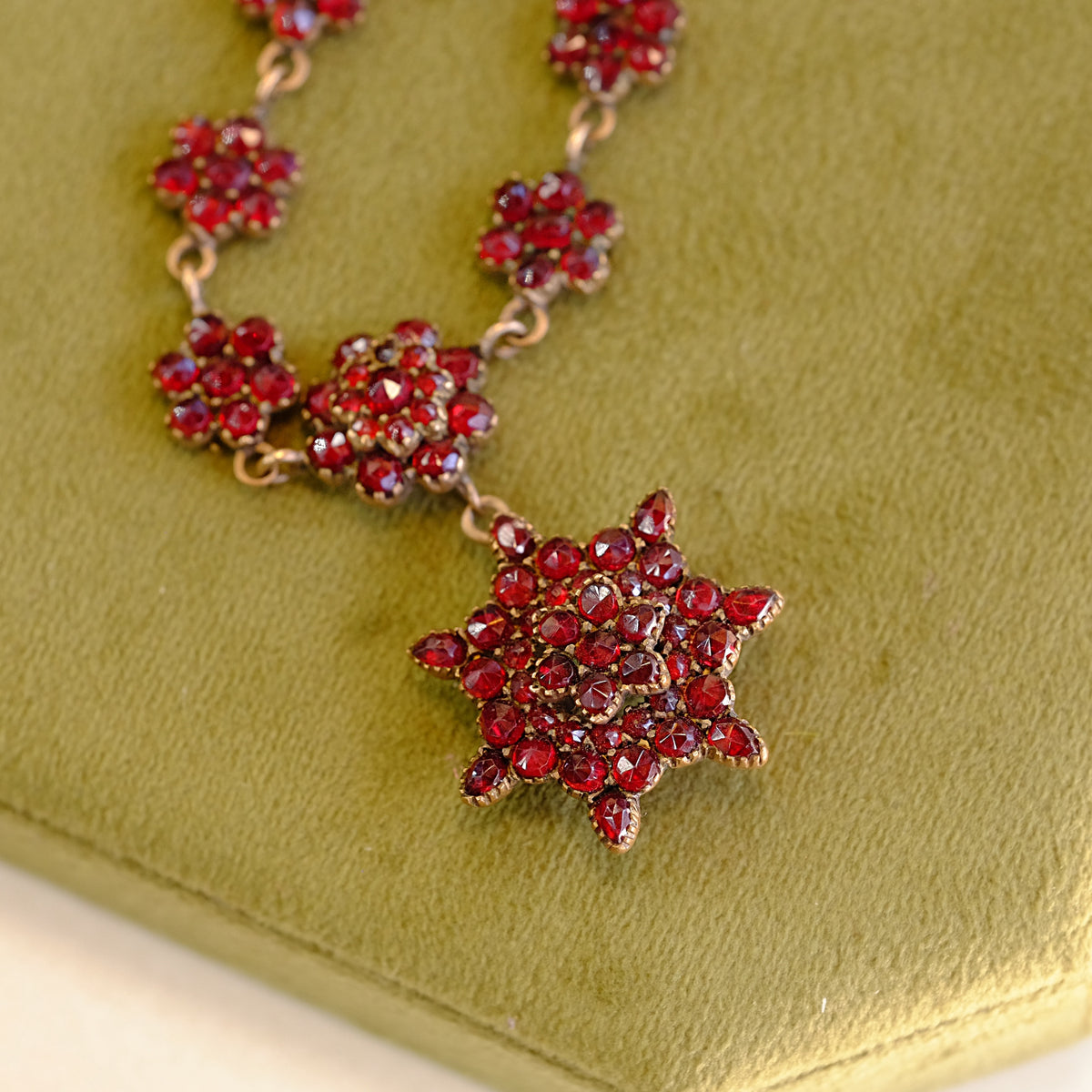 Bohemian Garnet Necklace with Pendant Brooch
