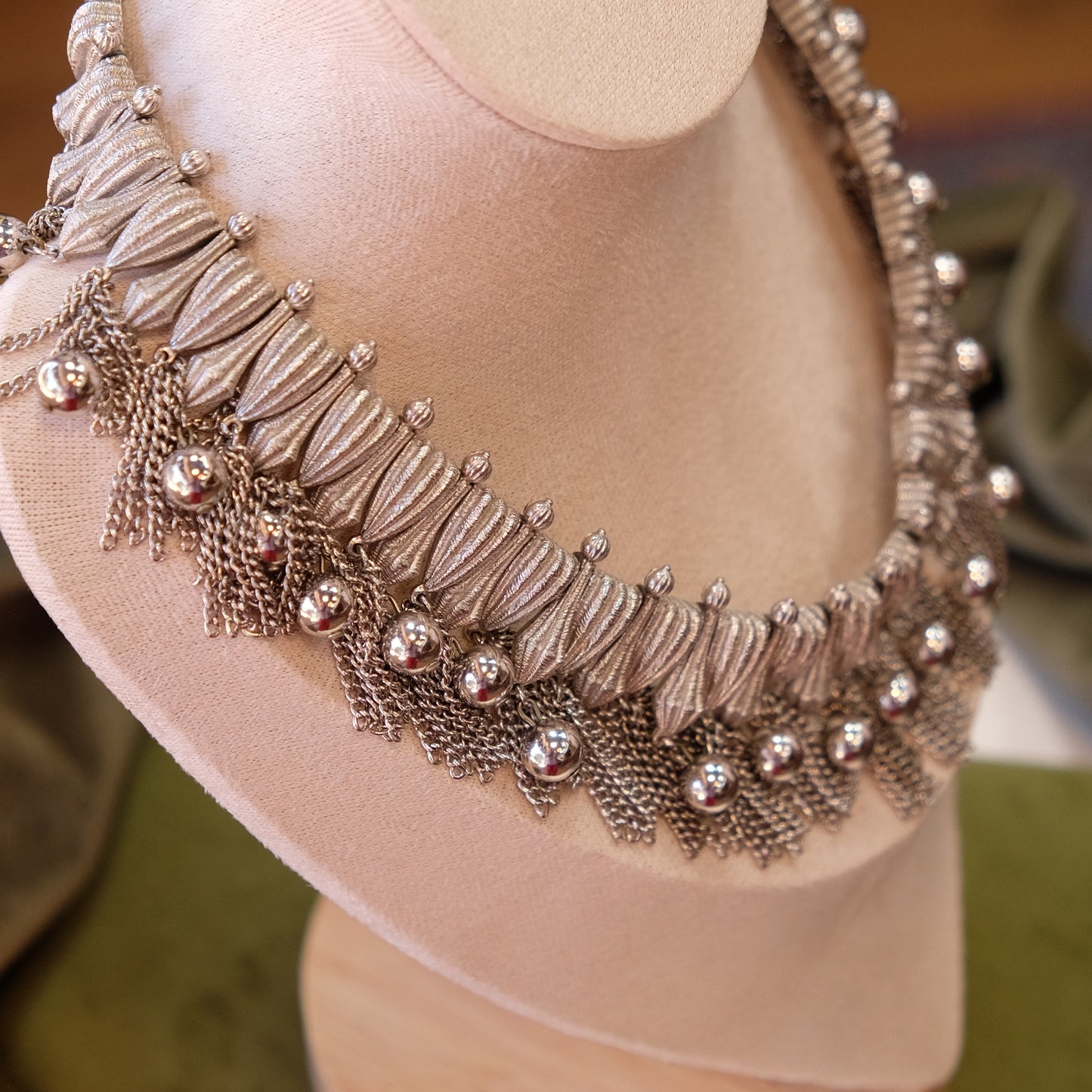 Trifari Multi tassel Silver tone Necklace 1960s