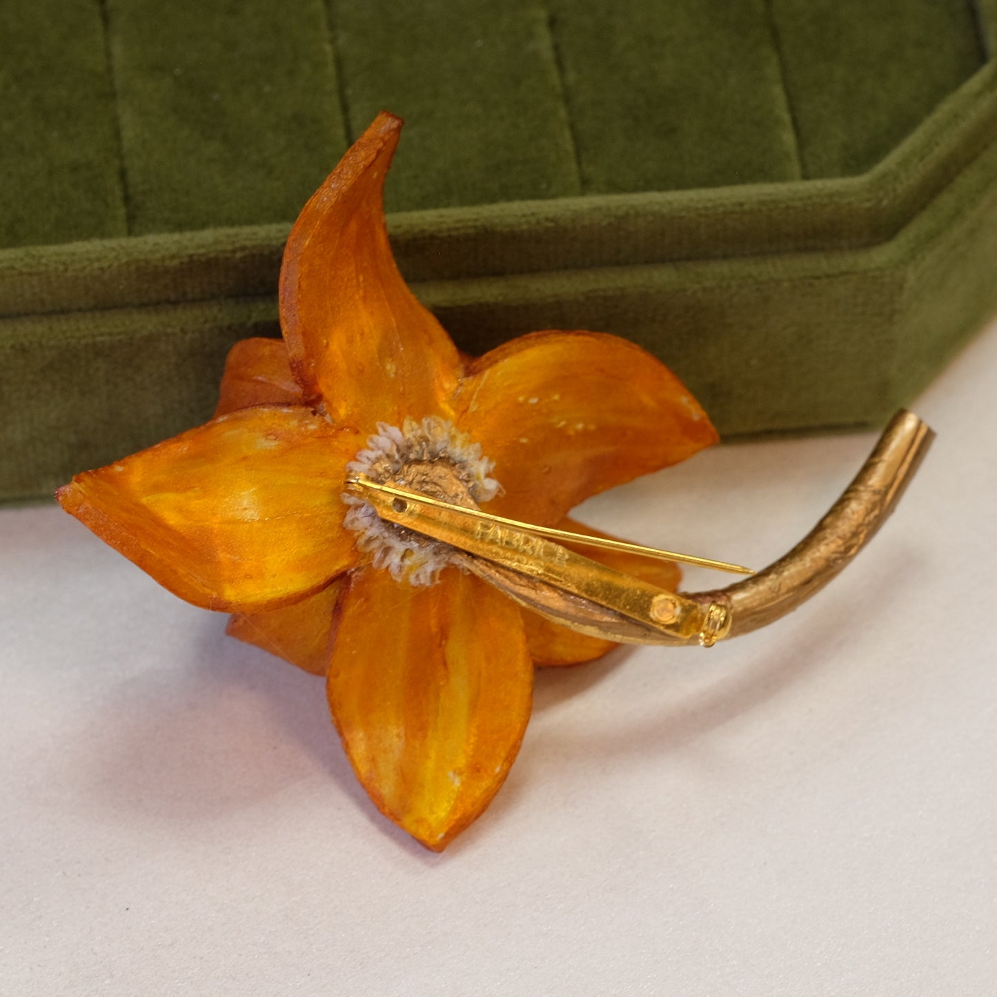 Fabrice Orange Flower Brooch