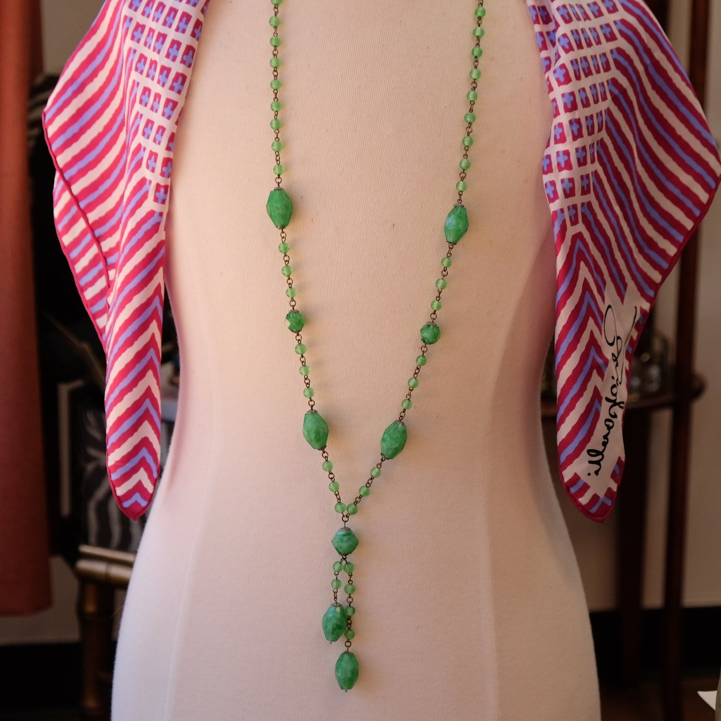 Czech Art Deco Cavaliere Green Necklace 1920s