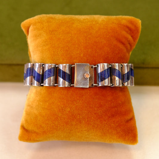 Mexico Sterling Bracelet with Blue Decoration