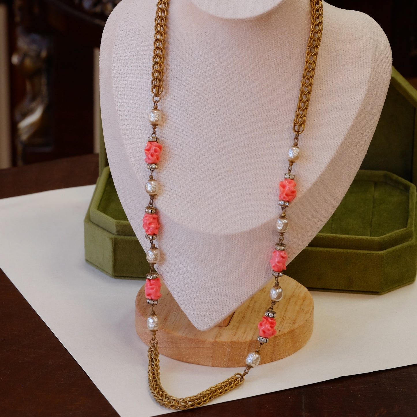 Vintage Miriam Haskell Faux Coral Necklace 1960