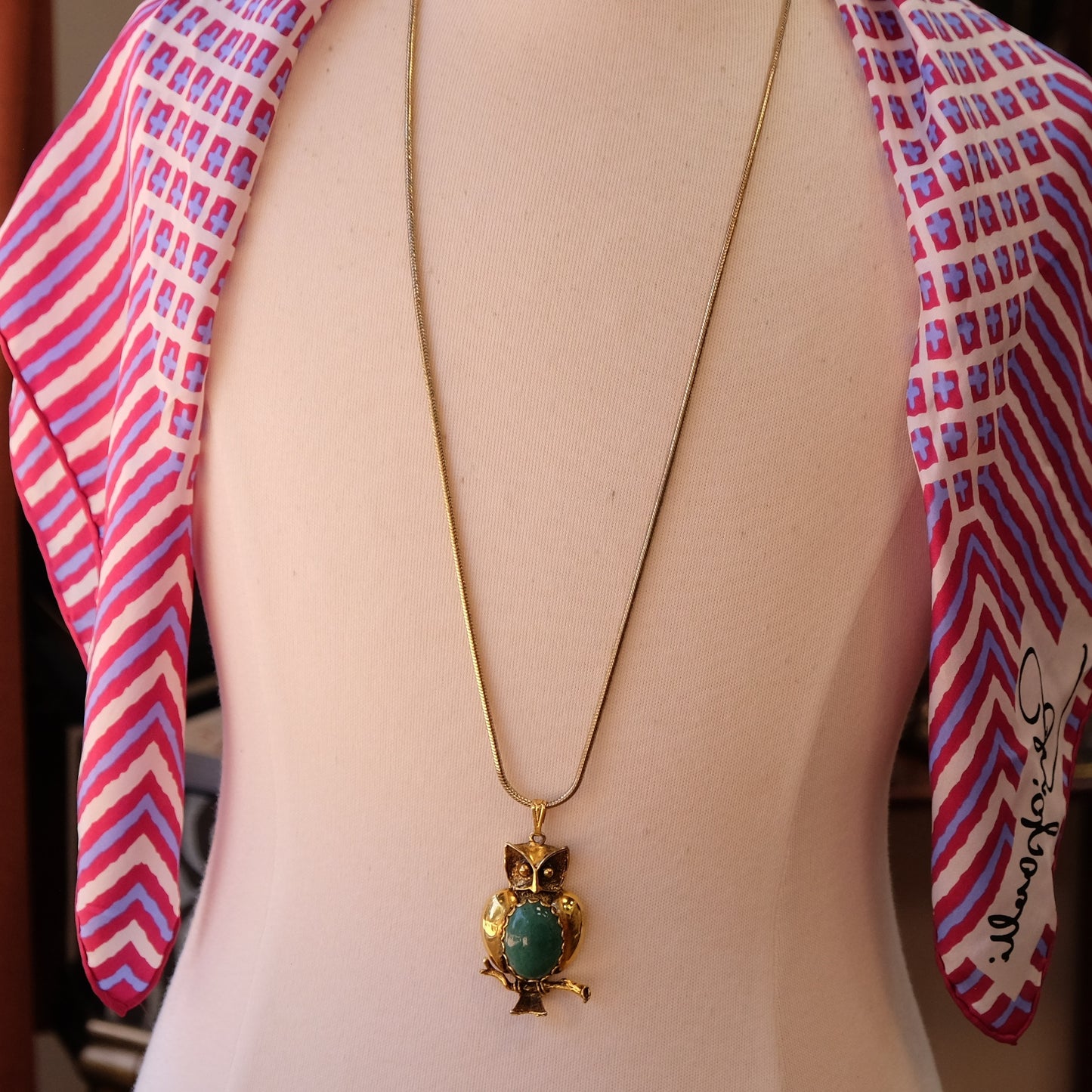 Vintage Whimsical Owl Pendant on Chain