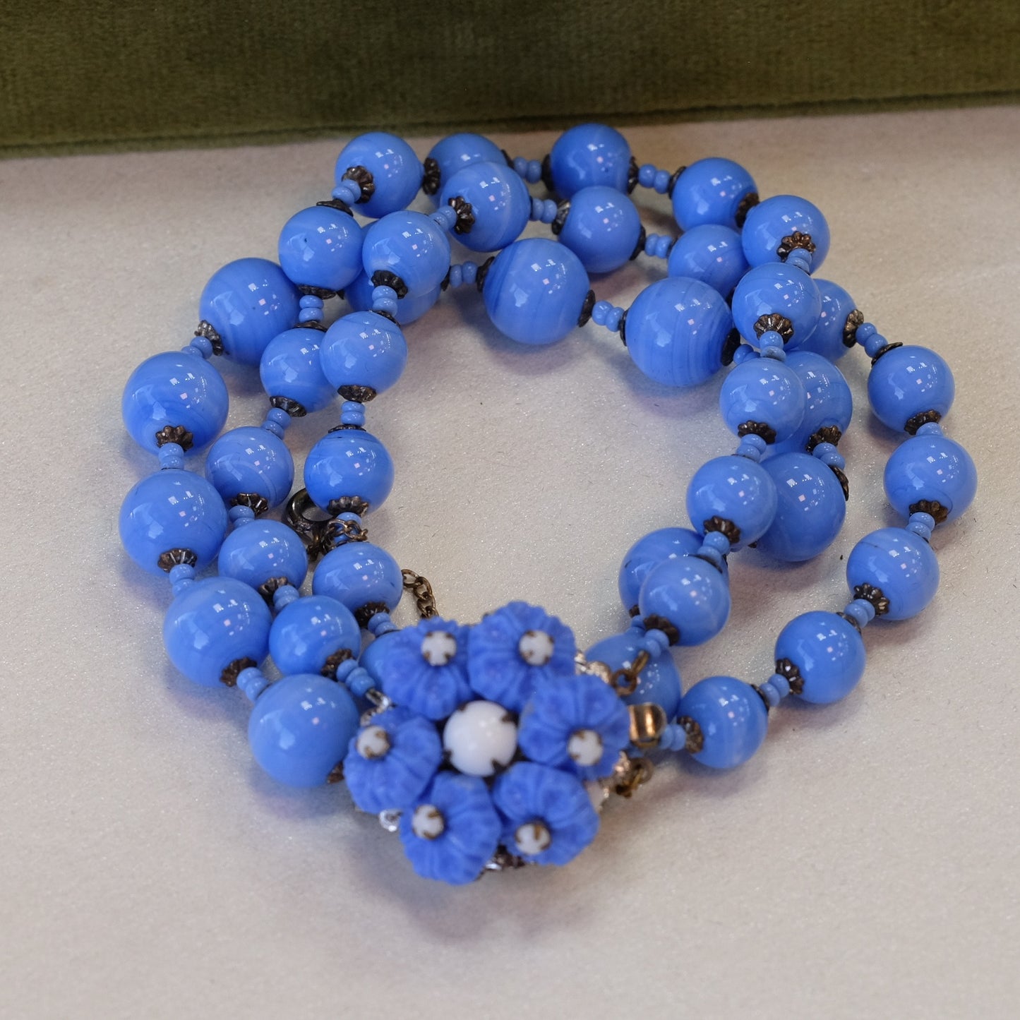 Vintage Miriam Haskell Blue Glass Bracelet 1960s