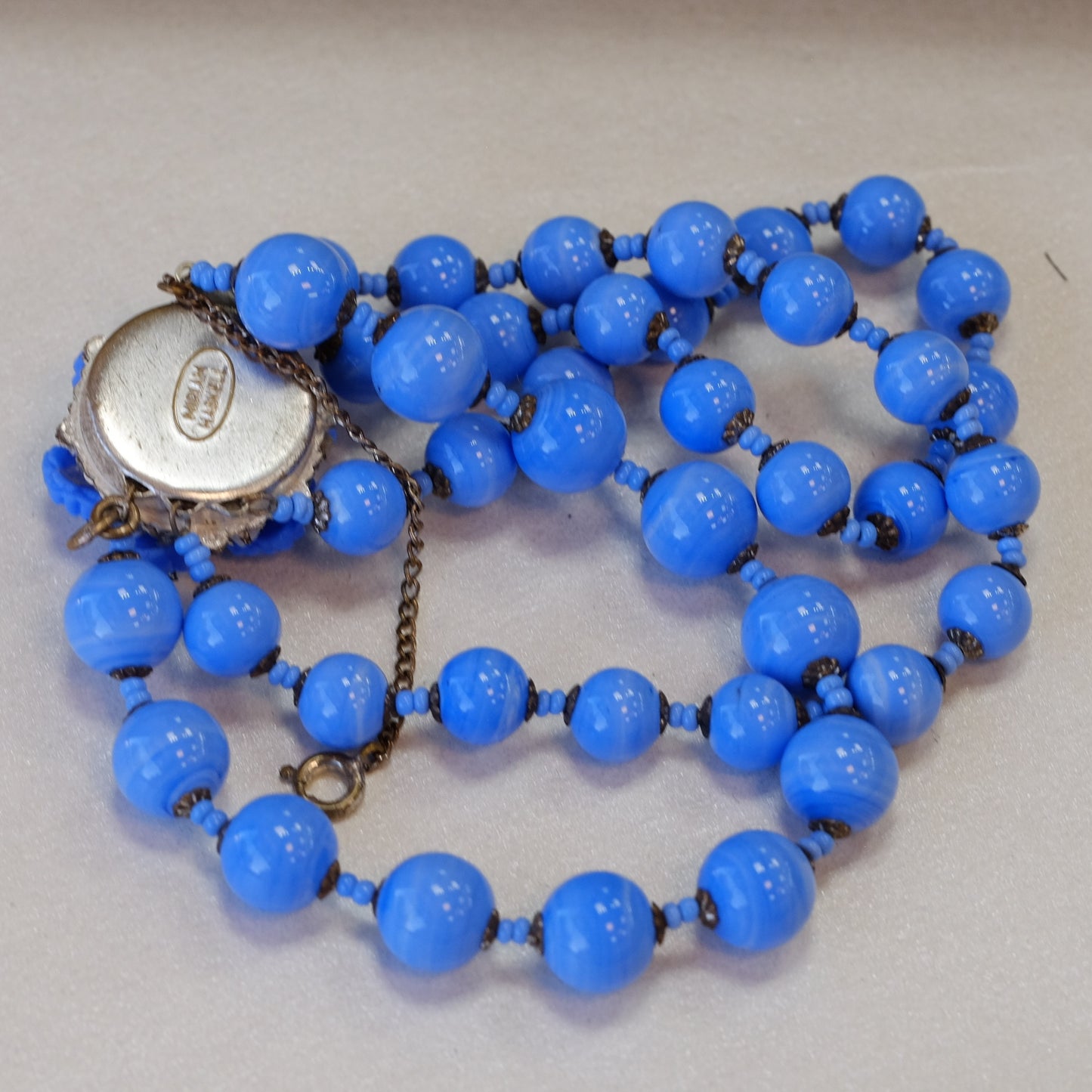 Vintage Miriam Haskell Blue Glass Bracelet 1960s