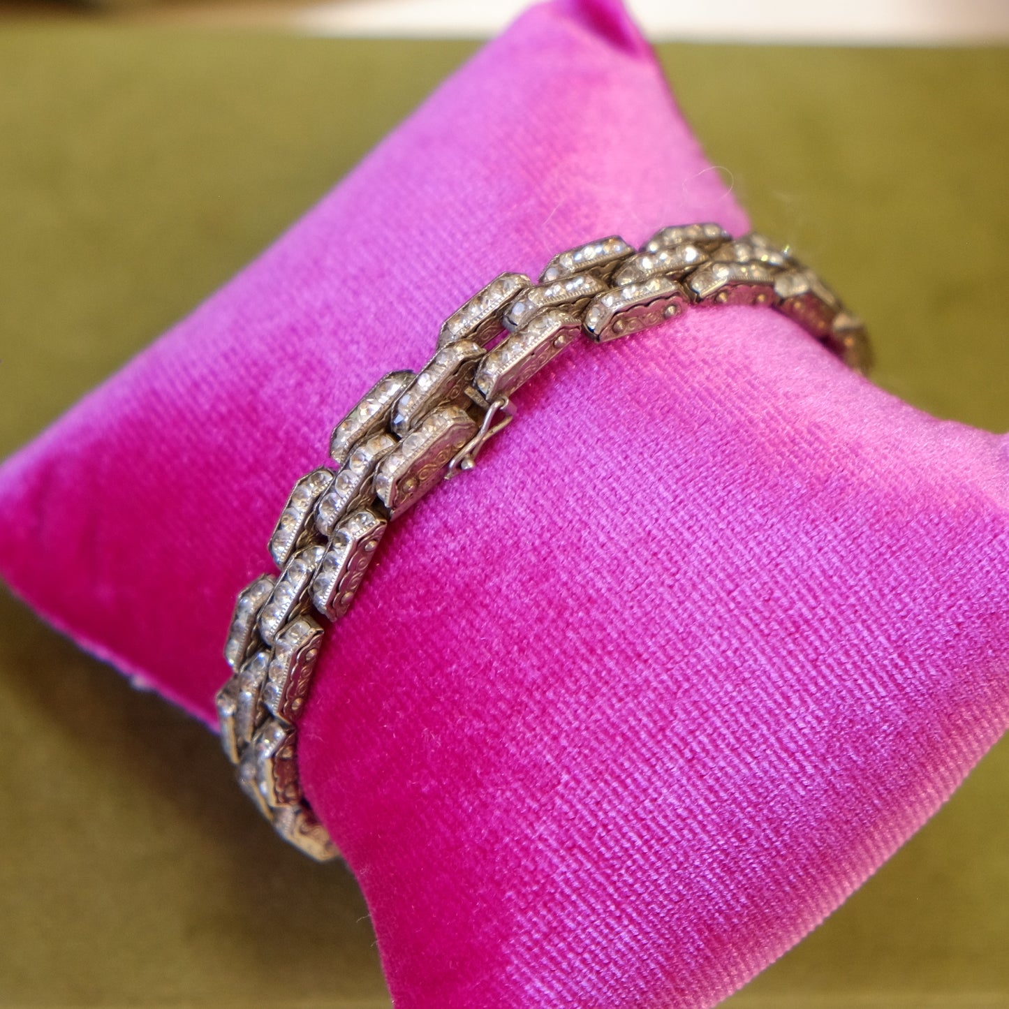525 Silver Rhinestone Bracelet 1930s