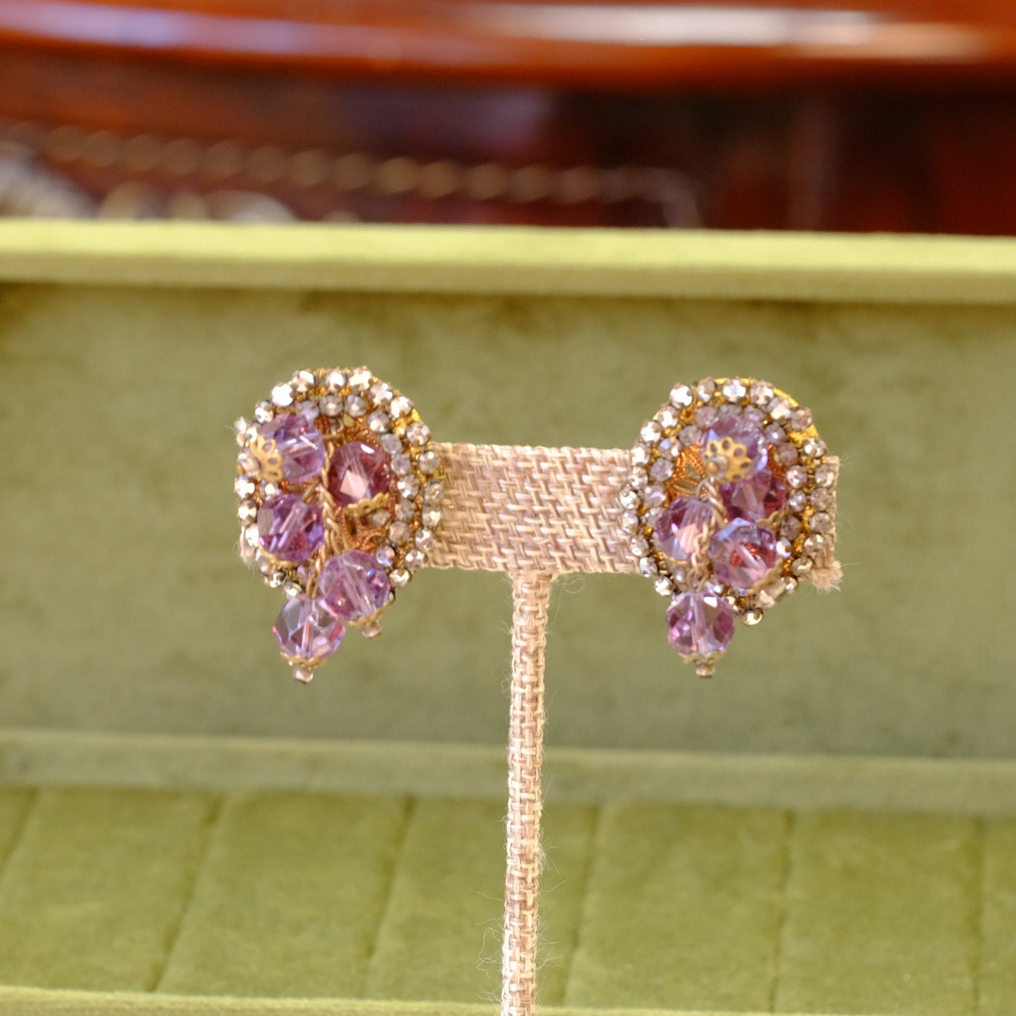 Vintage Purple Dangle Earrings 1960s