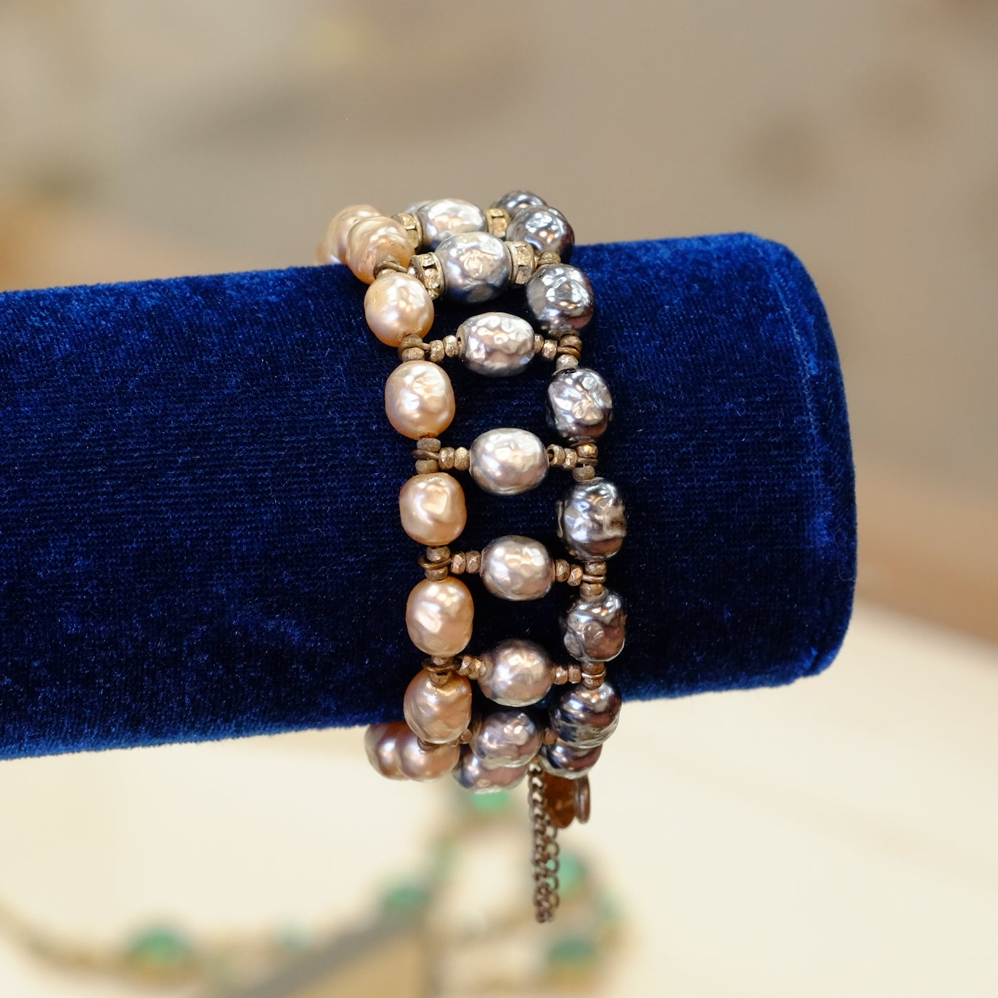 Vintage Miriam Haskell Multi color Faux Pearl Bracelet 1950s