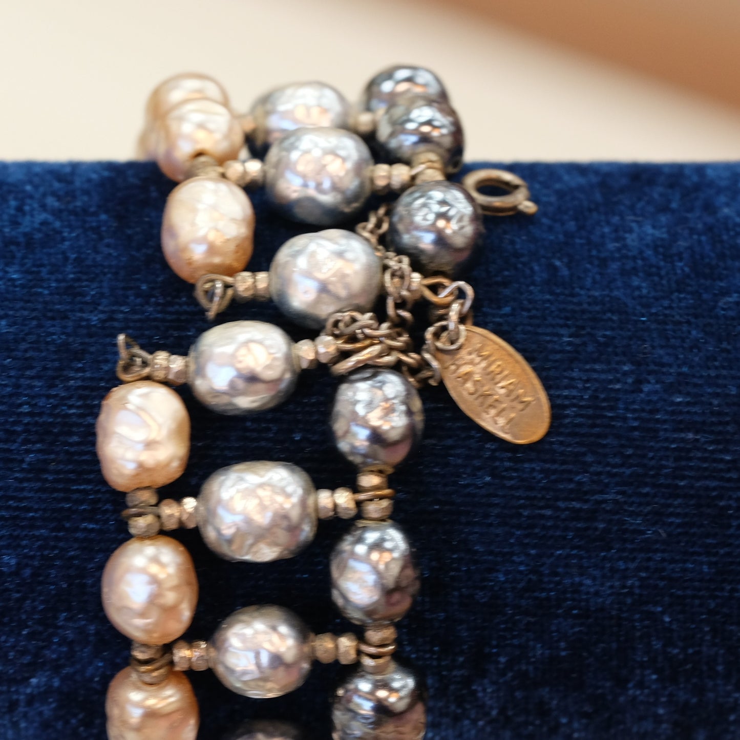 Vintage Miriam Haskell Multi color Faux Pearl Bracelet 1950s