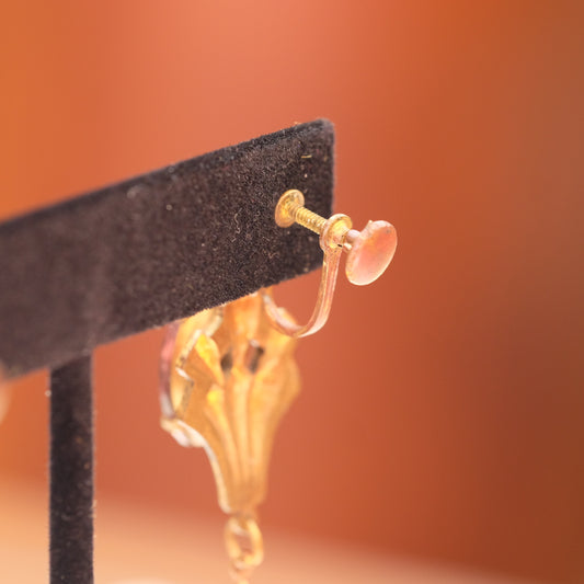 Early Century Amethyst Glass Dangle Earrings