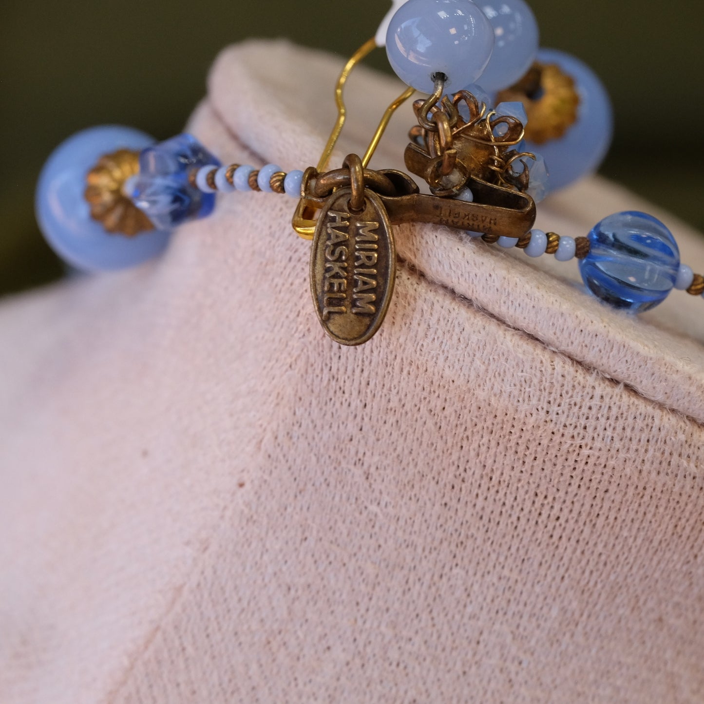 Vintage Miriam Haskell Blue Glass Necklace 1960s