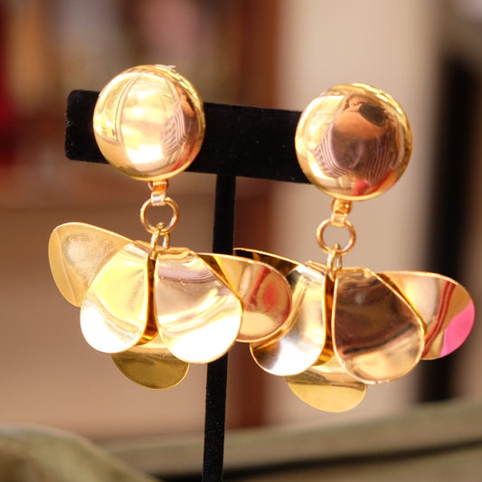 Vintage Petals Gold Large Earrings