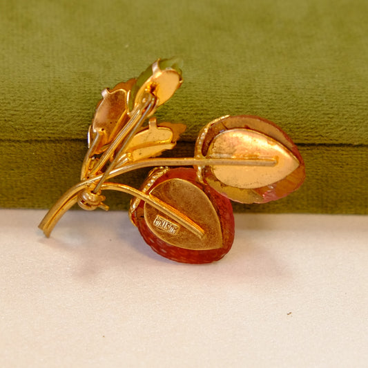 Vintage Austria Strawberry Brooch 1950s
