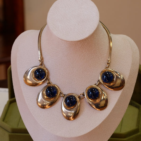 Vintage Elsa Schiaparelli Blue Glass Necklace 1950s